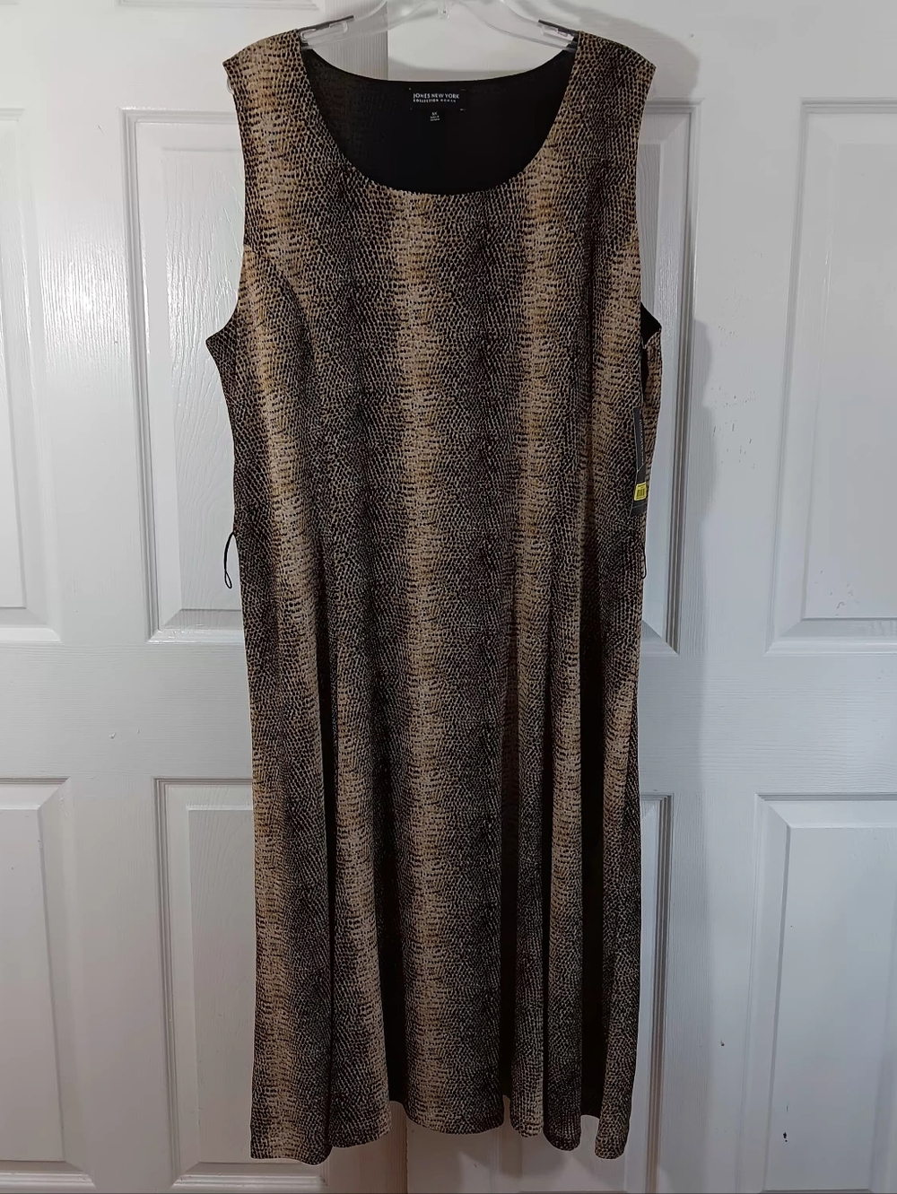 Jones New York Women's 3X Plus Midi Dress Urban Safari Animal Print Flowy Lined